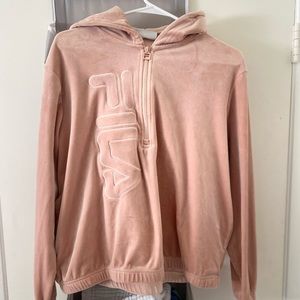 Nude Pink FILA Crop Top Hoodie